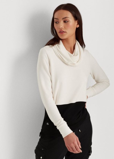 Tops Ralph Lauren Mujer Creme / Negros - Color-Blocked Cowlneck - XCHKR6970